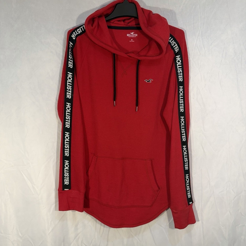 Hollister Hoodie Men's Medium Thermal Sweater Red Size Medium Red Drawstring